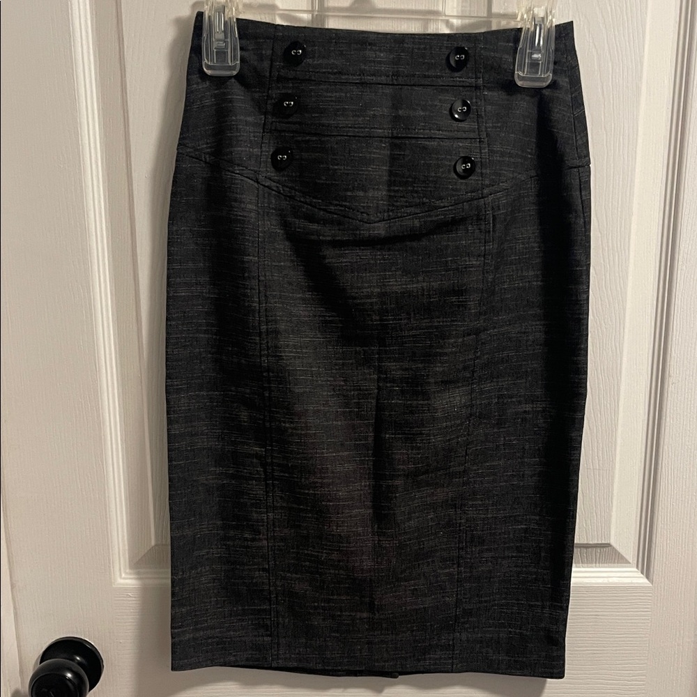Byer California Charcoal Buttoned Pencil Skirt